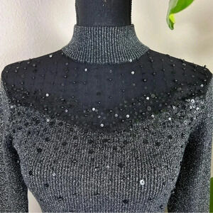 Lauren Michelle Women’s Beaded Sequin Sweater Jumper Top Size Medium